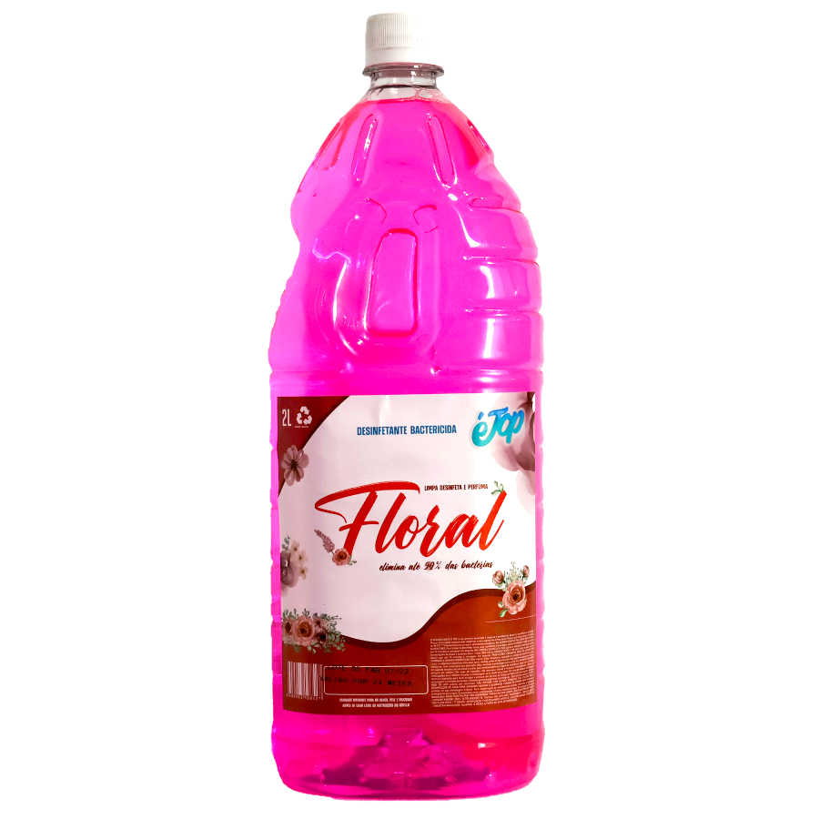 embalagem com produto de limpeza desinfetante floral de dois litros da tróppel