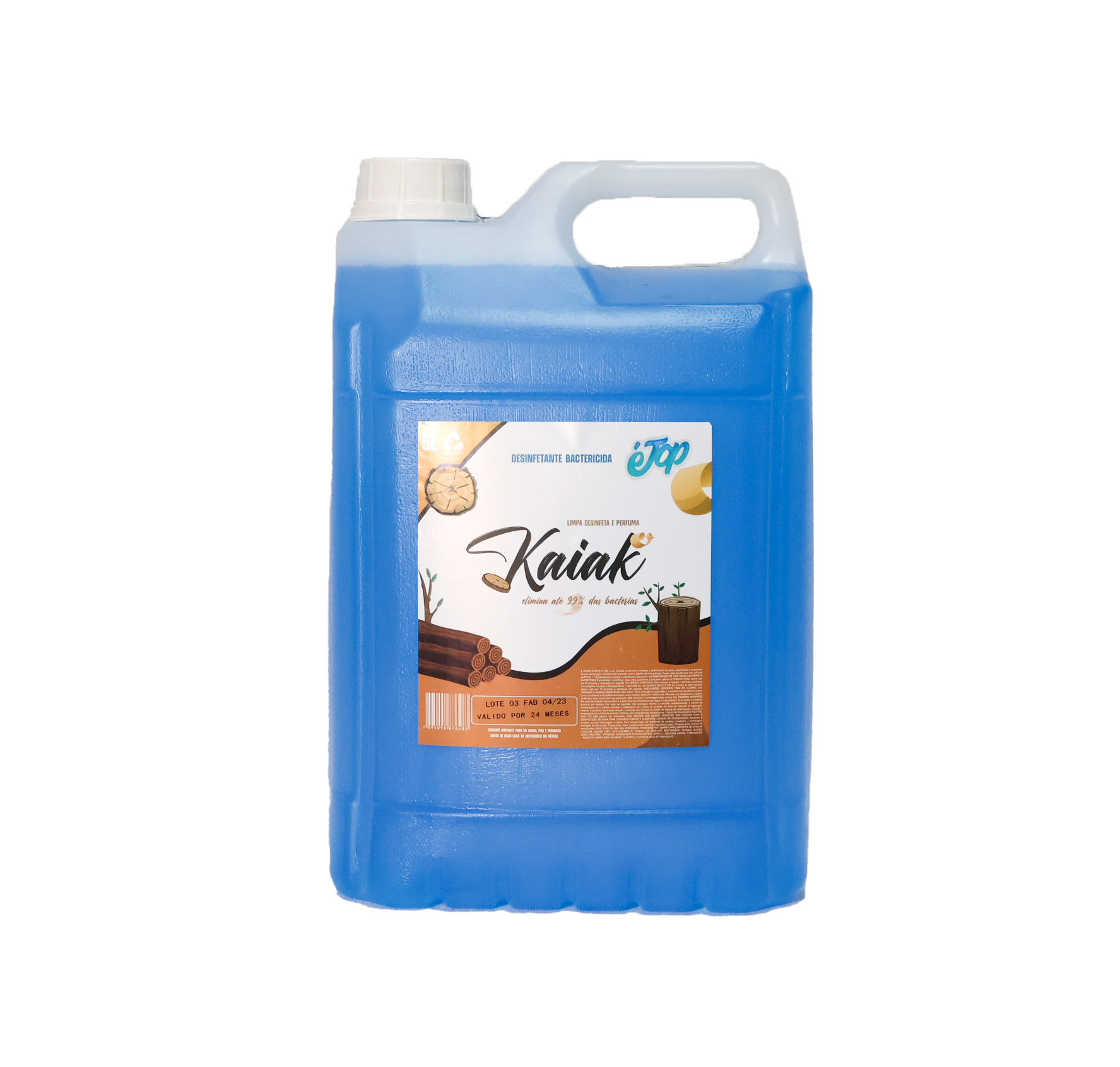 embalagem com produto de limpeza desinfetante kaiak de cinco litros da tróppel